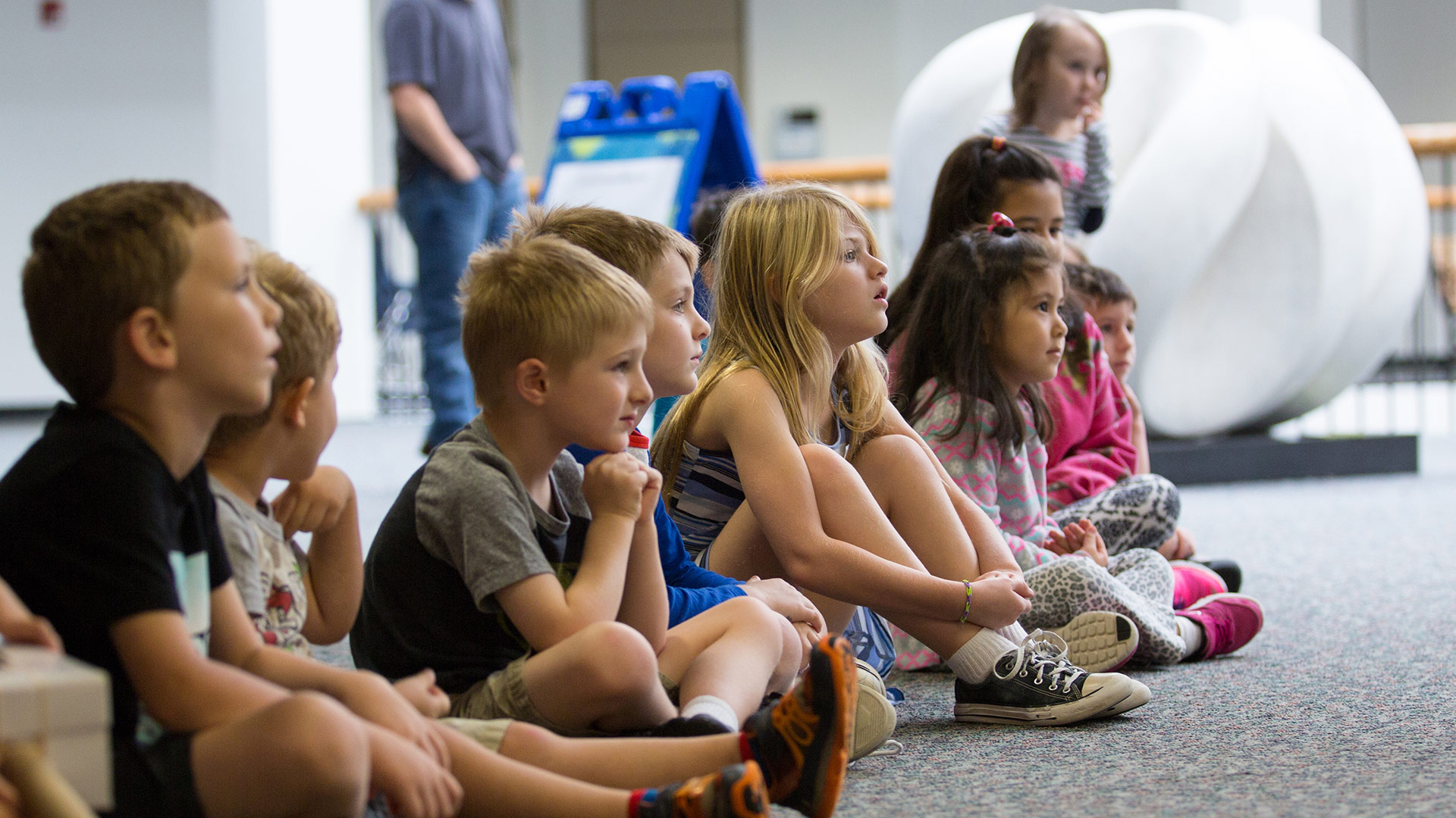 Students gathered during Family Art Day at UHCL.