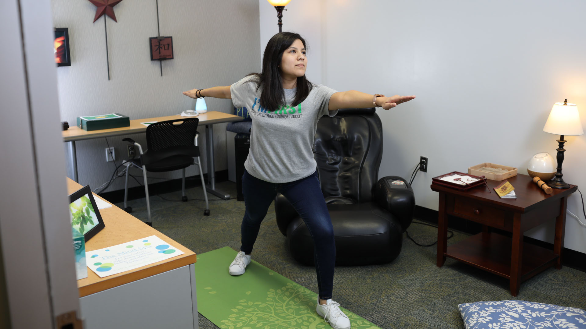 A student practicing Yoga in the Mind Spa