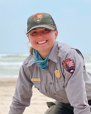 Close up of Erica at the beach.