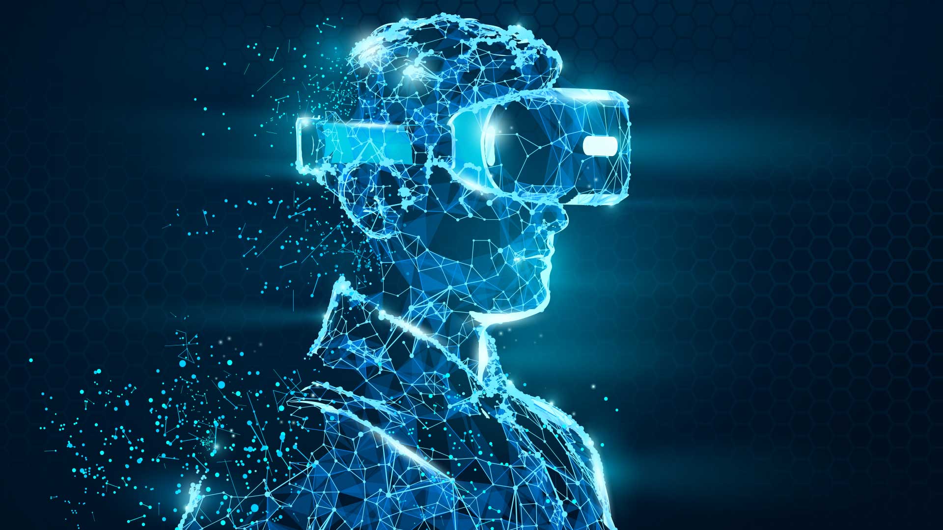 A digital illustration of a person with a virtual reality headset