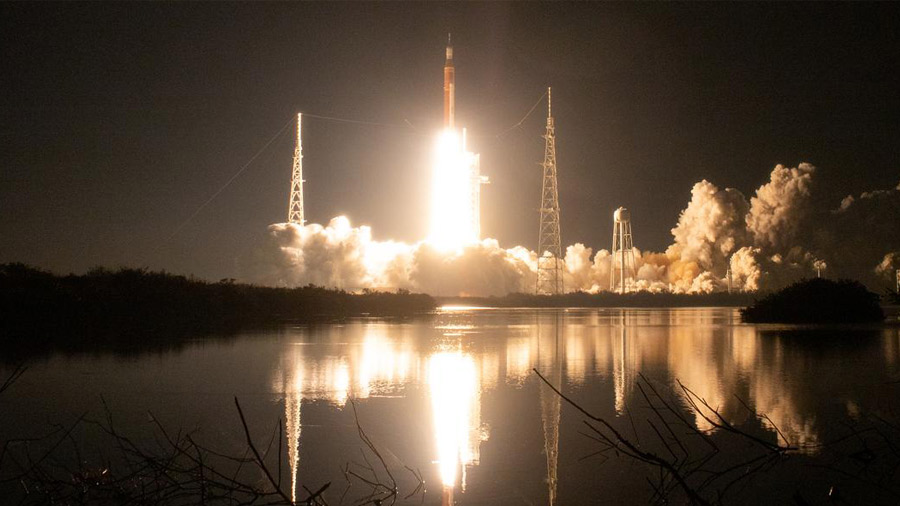 NASA image showing night lift-off