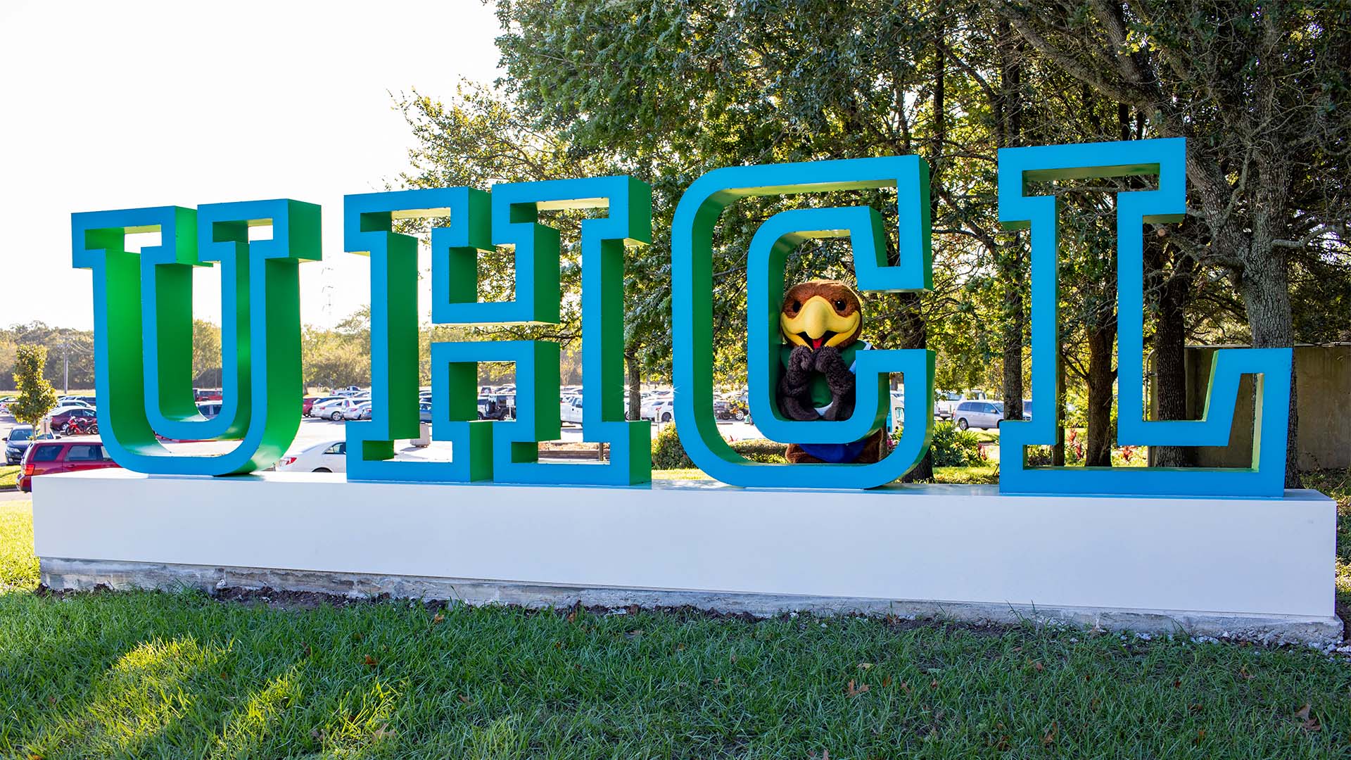 Hunter with the UHCL Letters