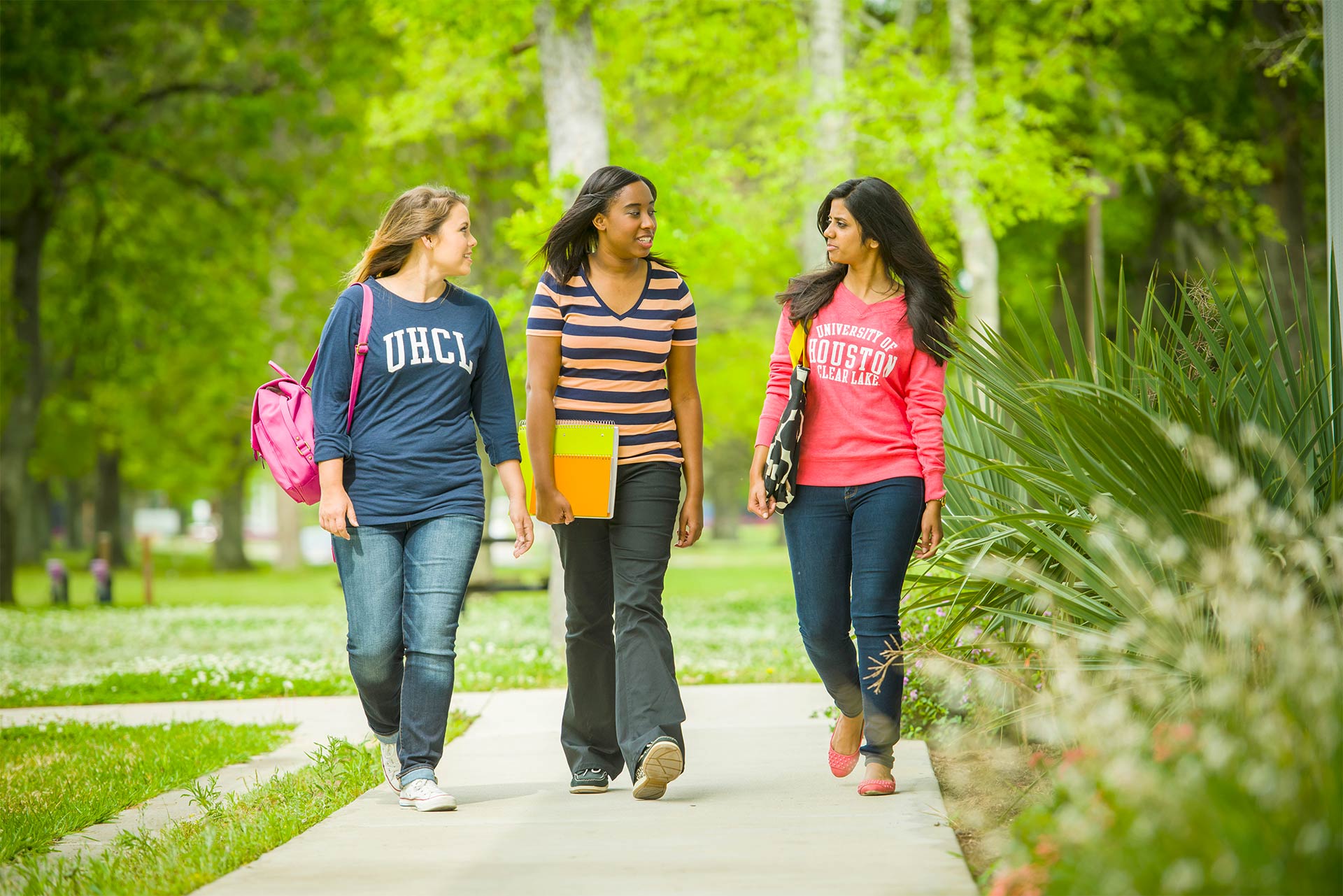 Students on campus walking