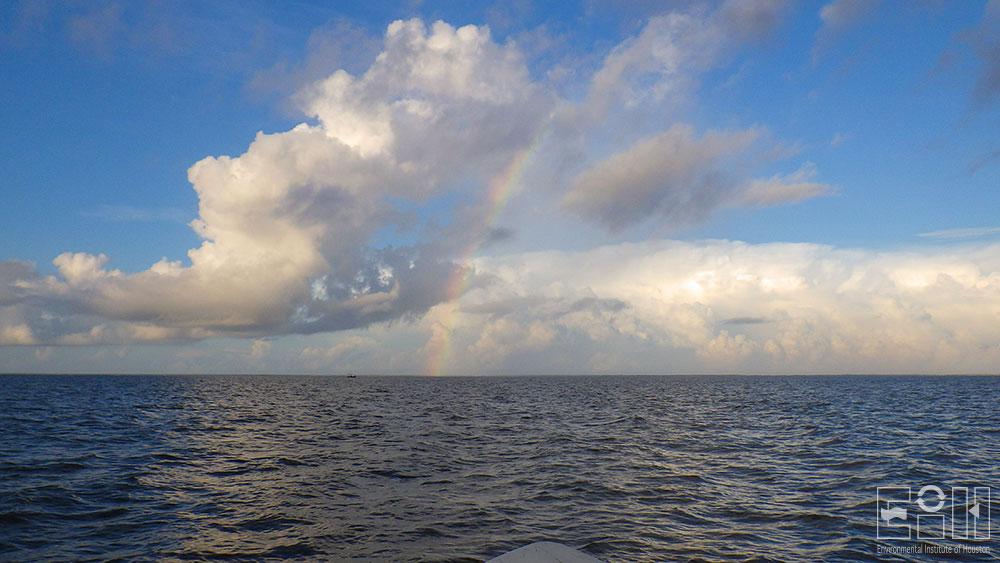 A faint rainbow among the clouds