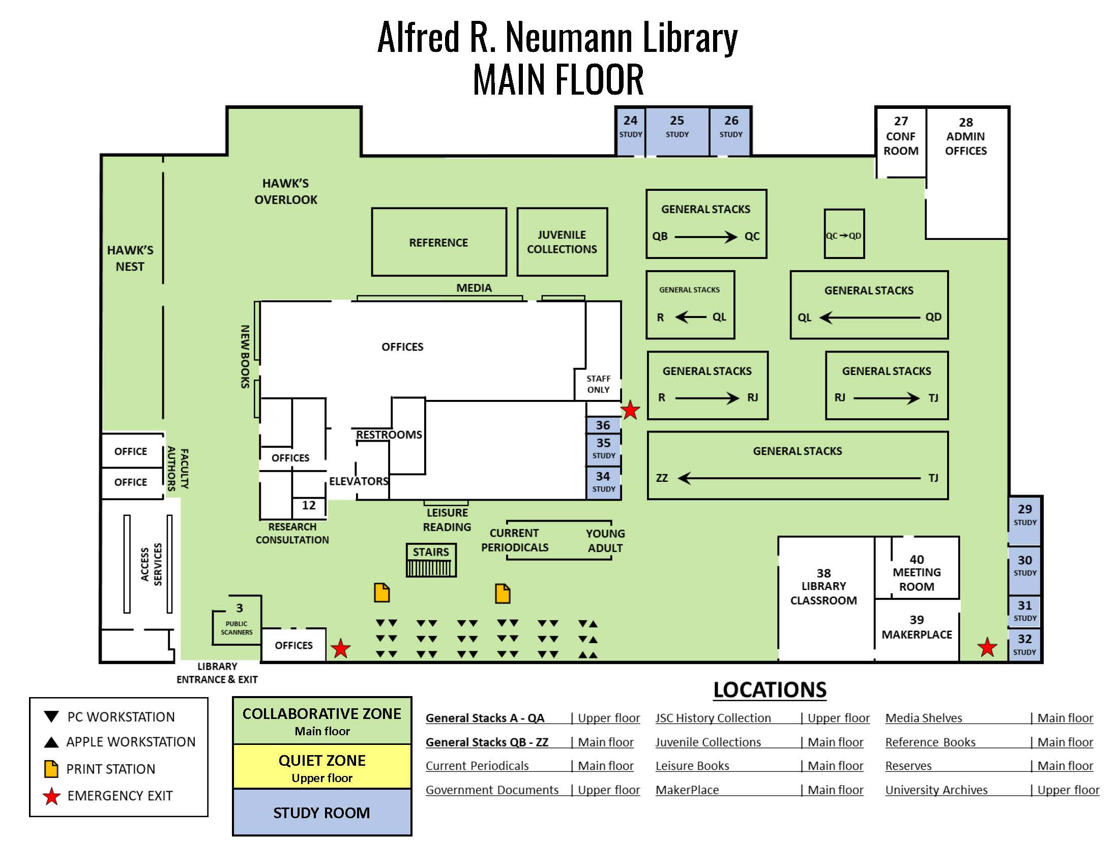 Alfred R. Neumann Library Main Floor Map