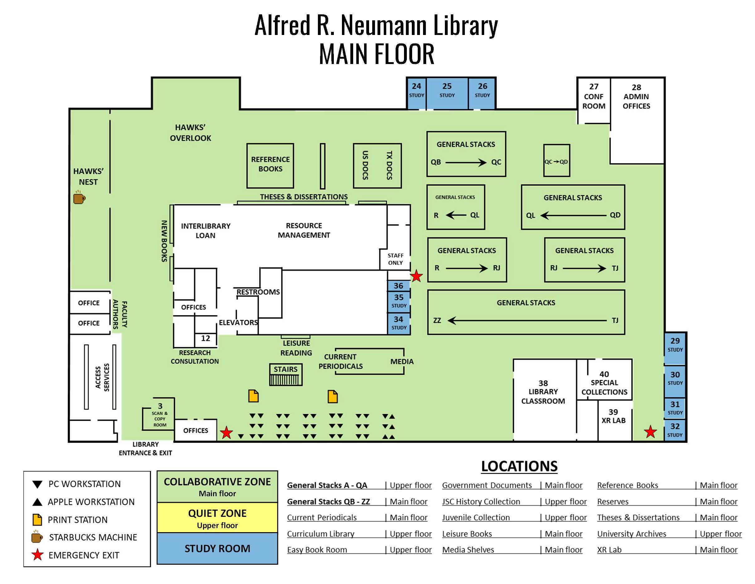 Alfred R. Neumann Library Main Floor Map