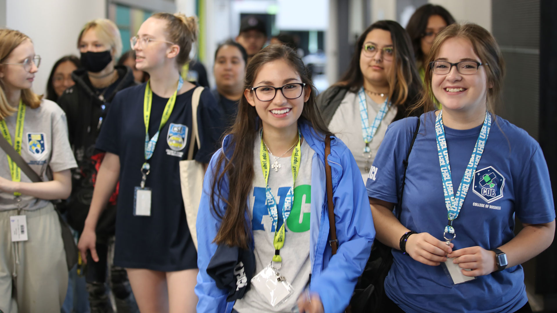 Students walking in hallway