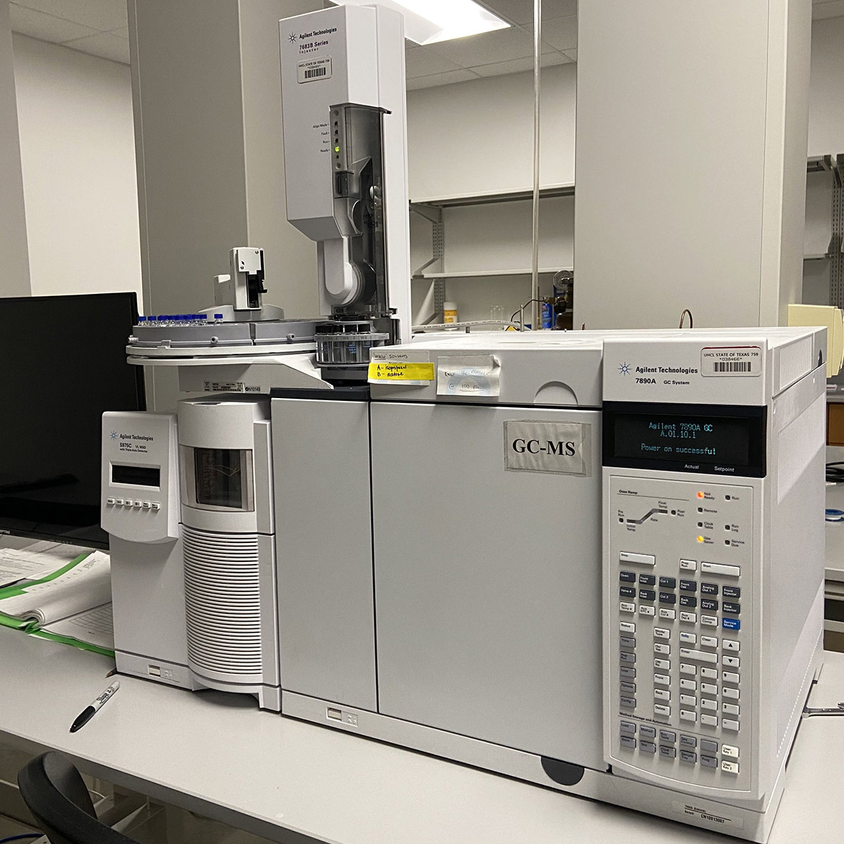 Agilent GC-MS System consisting of 7890A GC and 5975C Mass-Selective detector (also equipped with µECD detector)