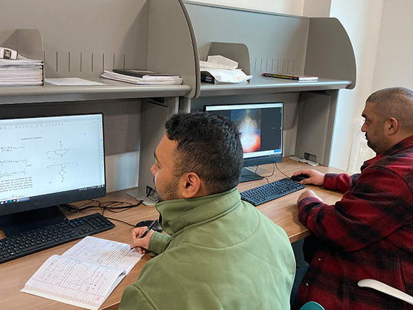 Students working in the Theoretical Astroparticle Physics Lab