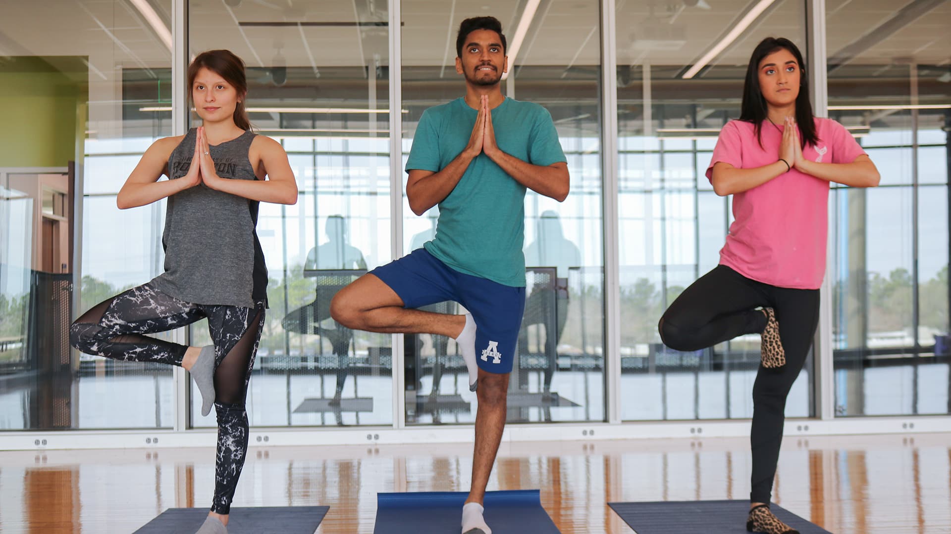 Students doing yoga