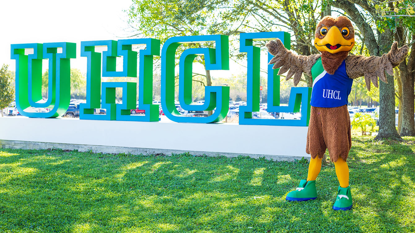 Hunter with the UHCL Letters