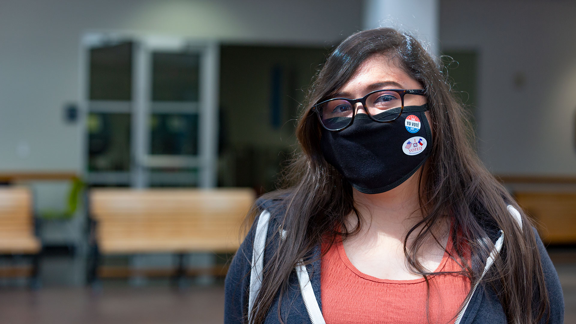 Student with I Voted sticker