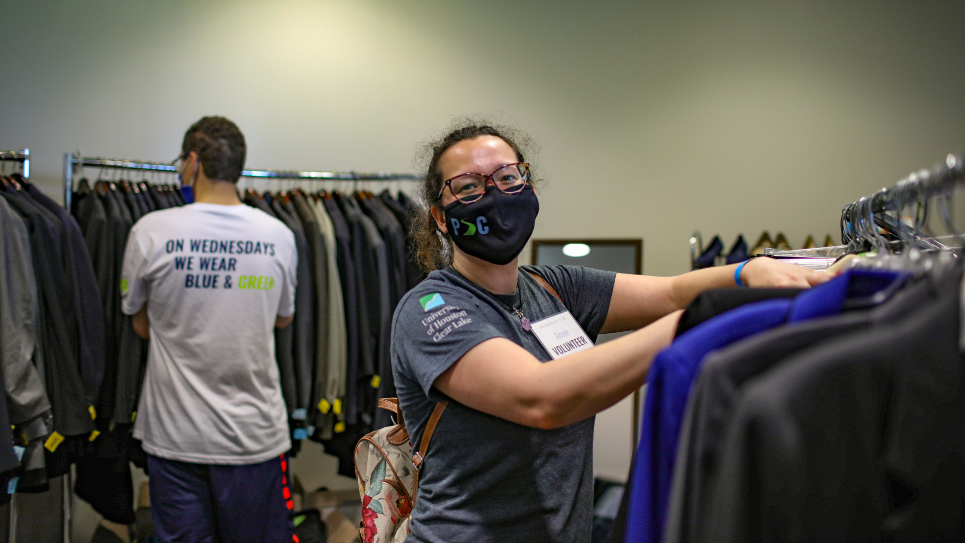 Students volunteering in the career closet