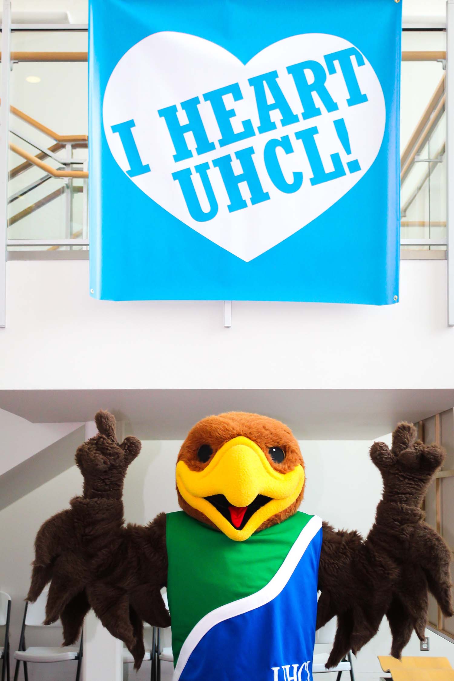 Hunter point at I Heart UHCL Banner